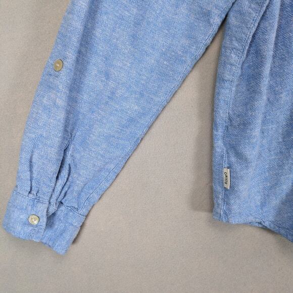 Orvis Women's XL Blue Linen Blend Button Up Shirt, Pearl Buttons Coastal Beachy - Picture 4 of 6